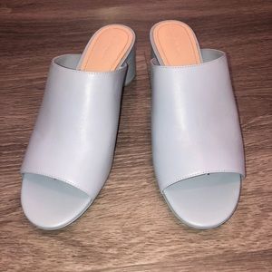 Baby Blue Leather Mules by Zara